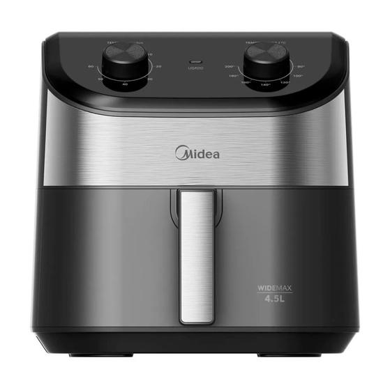 Fritadeira Air Fryer 4,5l Widemax Com Interior De Alumínio 1500w Midea Preto 127v