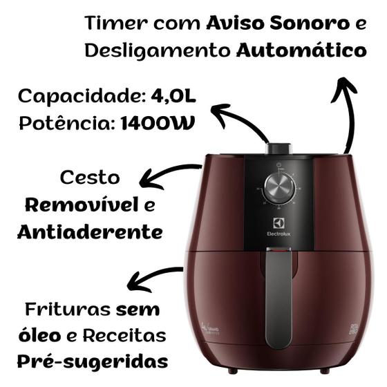 Fritadeira Air Fryer Electrolux EAF31 Dark Red Vermelha Fritadeira