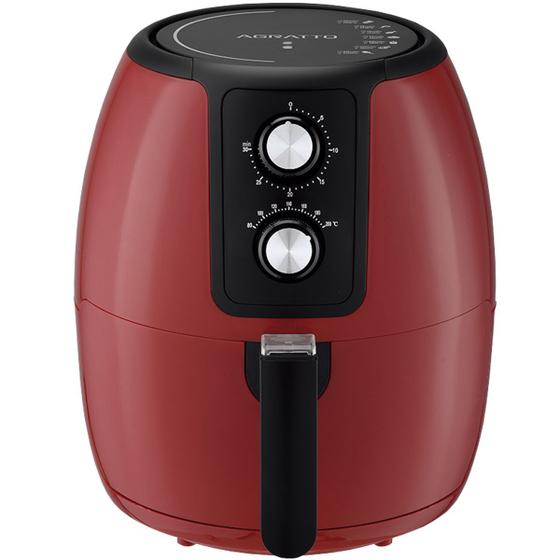 Imagem de Fritadeira AirFryer Elétrica Sem Óleo Panela 3,6 Litros 1400W Timer Vermelha 110V Agratto Supremma