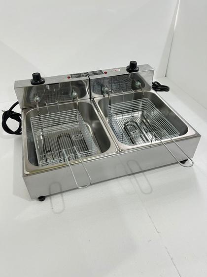 Imagem de fritadeira elétrica 10 litros, 2 cubas 220v inox profissional