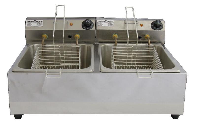 Imagem de Fritadeira elétrica 10l profissional aço inox 2 cubas 5 litros supritecs