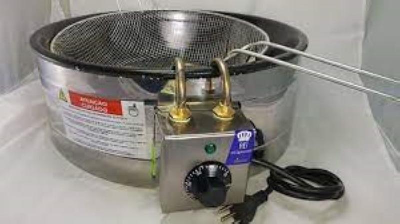 Imagem de Fritadeira Elétrica 7 Litros Inox Tacho Esmaltado Preto 220V