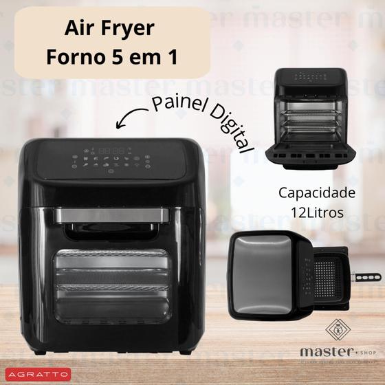 Imagem de Fritadeira Elétrica Air Fryer Forno 5 em 1 1800W 12L Digital Sem Oléo Agratto