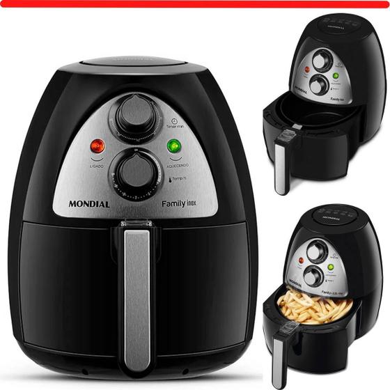 Fritadeira Elétrica Air Fryer Sem Óleo 4L Mondial Preto Inox NAF03I