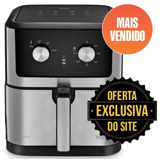 Imagem de Fritadeira Elétrica Elgin CHROME 8L com Timer, Grelha Easy Clean  AFC80, Inox 127V