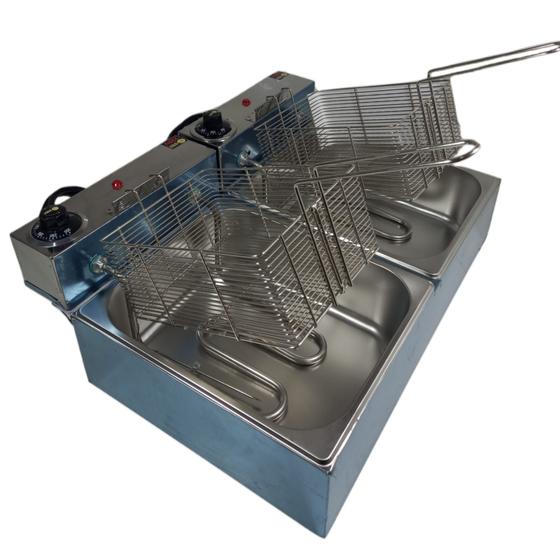 Imagem de Fritadeira Elétrica Industrial 10 Litros 2 Cubas 5 Litros cada 220v 6000w 