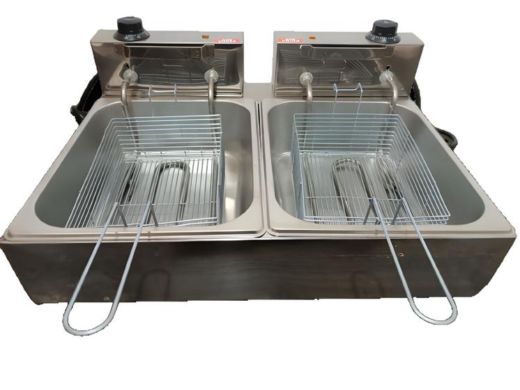 Imagem de Fritadeira Elétrica Industrial 2 Cubas 10 L Profissional com Tampa Opcional - JBC ELETRO