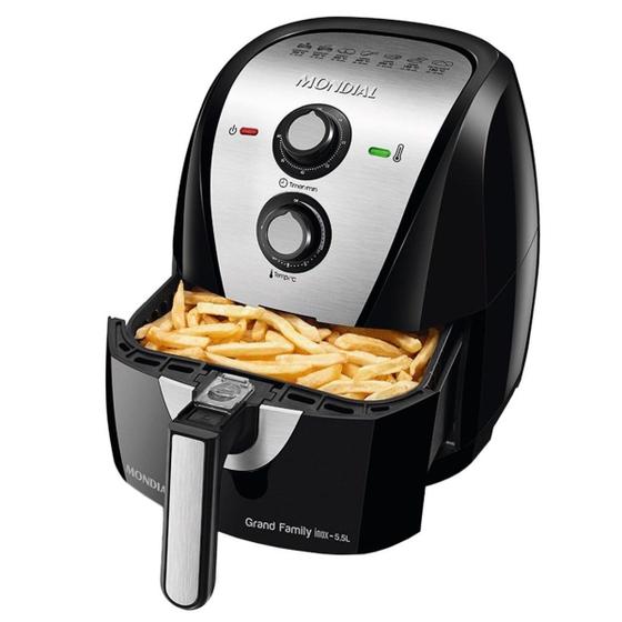 Imagem de Fritadeira Eletrica Mondial Air Fryer Grand Family Inox AF-55I - 2000W - 5.5L - 110V - Preto