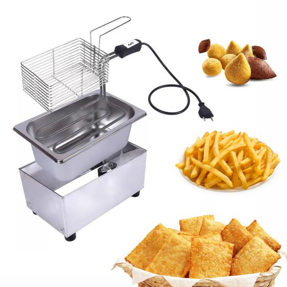 Imagem de Fritadeira eletrica retangular inox  salgados 1 litro - 110v