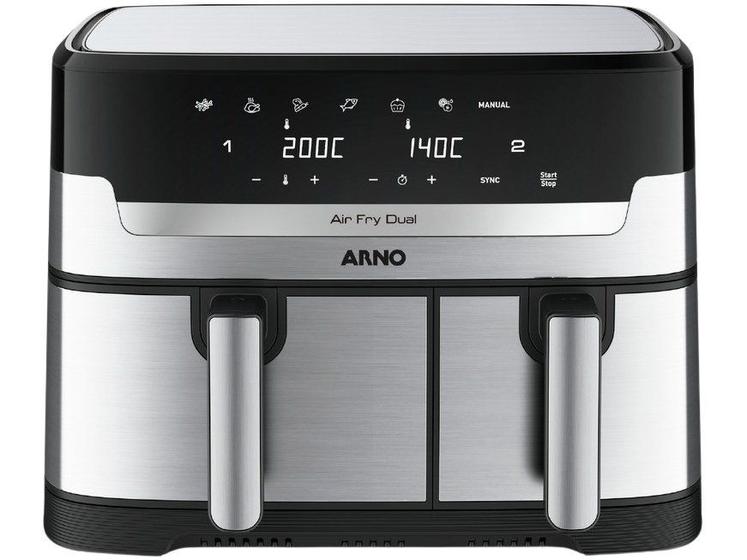 Fritadeira Elétrica sem Óleo/Air Fryer Arno Air Fry Dual AFD2 com Timer Inox 8,3L Menor preço em Fritadeira Elétrica sem Óleo/Air Fryer Arno Air Fry Dual AFD2 com Timer Inox 8,3L