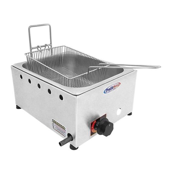 Imagem de Fritadeira Industrial a Gás Inox 5 Litros Batata Frita Palito Porções Profissional - PraticMetal