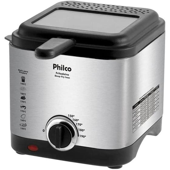 Fritadeira Philco Deep Fry Inox 1.8L Preto 220v Menor preço em Fritadeira Philco Deep Fry Inox 1.8L Preto 220v