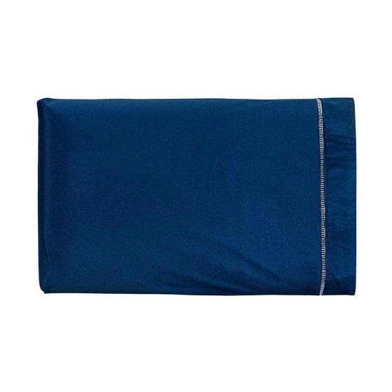 Imagem de Fronha Avulsa Classic c/ Ponto Palito Percal 180 Fios 50cm x 70cm Juma - Azul Marinho 15