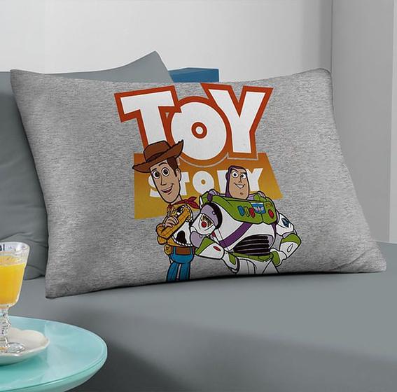 Imagem de Fronha Avulsa Estampa Localizada Toy Story de Malha Fio penteado 30/1 - Woody e Buzz Mescla