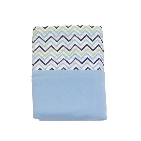 Imagem de Fronha Avulsa Malha 50x70cm Decorada Chevron 01 Azul Arrumadinho Enxovais