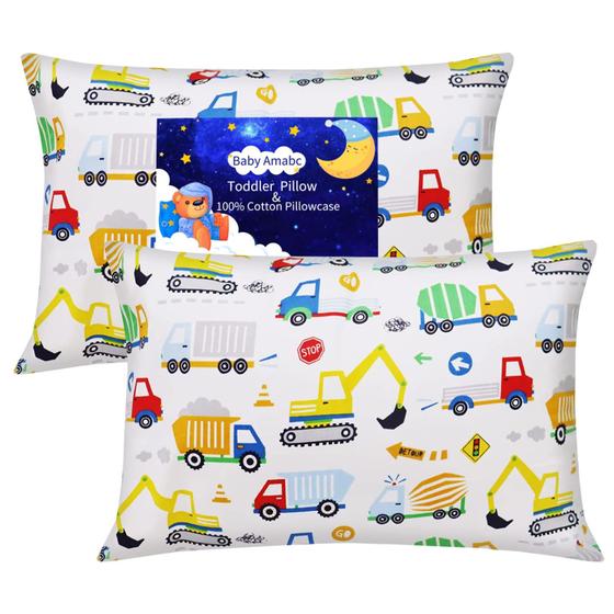 Imagem de Fronha Baby Toddler Truck Pattern 100% algodão, conjunto de 2