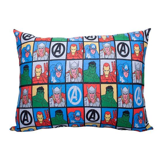 Imagem de Fronha Portallar Malha Disney Estampada Marvel Cubo Mescal Avengers 48cmx68cm Branco