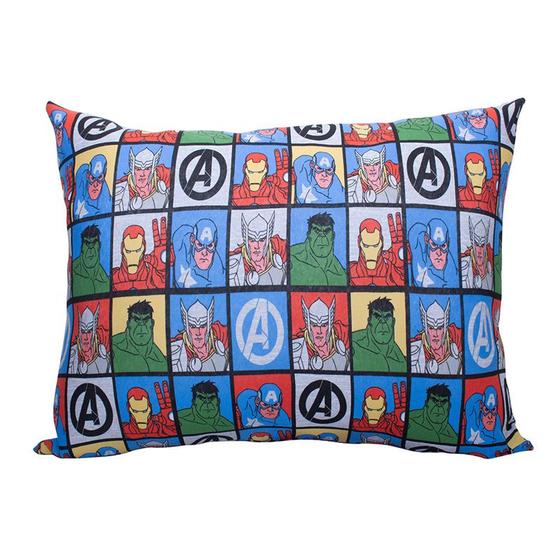 Imagem de Fronha Portallar Malha Disney Estampada Marvel Cubo Mescal Avengers48cmx68cm Branco