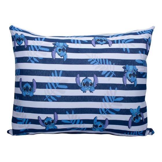 Imagem de Fronha Portallar Malha Disney Estampada Stitch Listras 48cmx68cm Azul