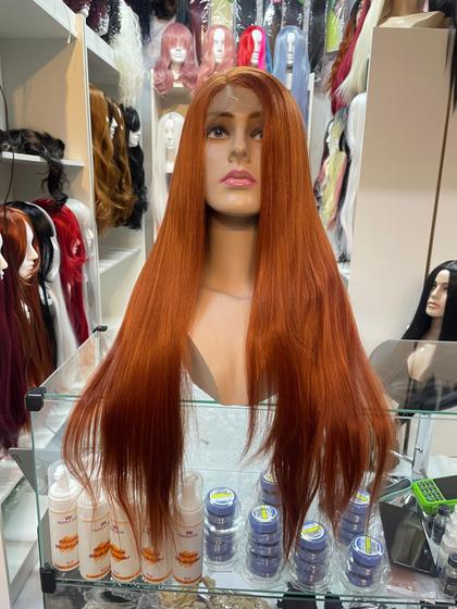 Imagem de Front lace Lacewig peruca Premium Ruiva Marina, Ruivo natural, Lisa Longa, 75cm