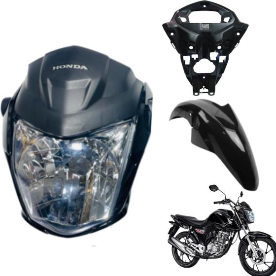 Imagem de Frontal Farol Completo Cg Fan 160 Modelo 2022 / 2024 + Suporte do Painel Paralama Dianteiro