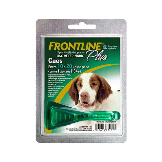 Imagem de Frontline Plus Cães 10 a 20 kg 1 Pipeta Antipulgas e Carrapatos