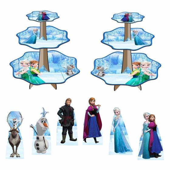 Imagem de Frozen Elza Diana Olaf Kit 2 Baleiros 6 Displays De Mesa