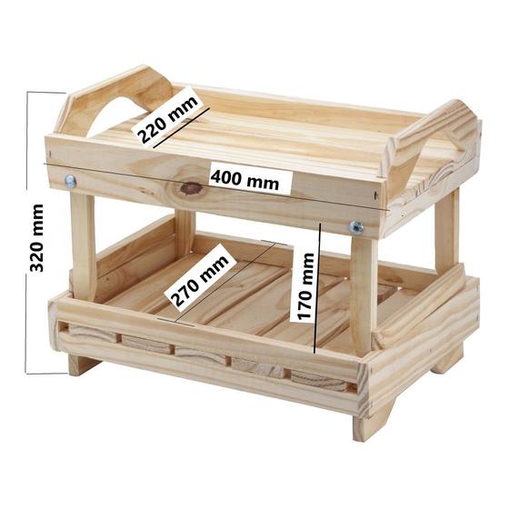 Imagem de Fruteira 2 Andares Rustica de Mesa 2 em 1 em Madeira Mdf