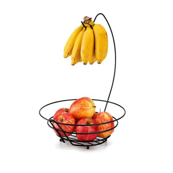 Imagem de Fruteira Aramada Preta De Mesa Bancada Com Gancho Para Bananas