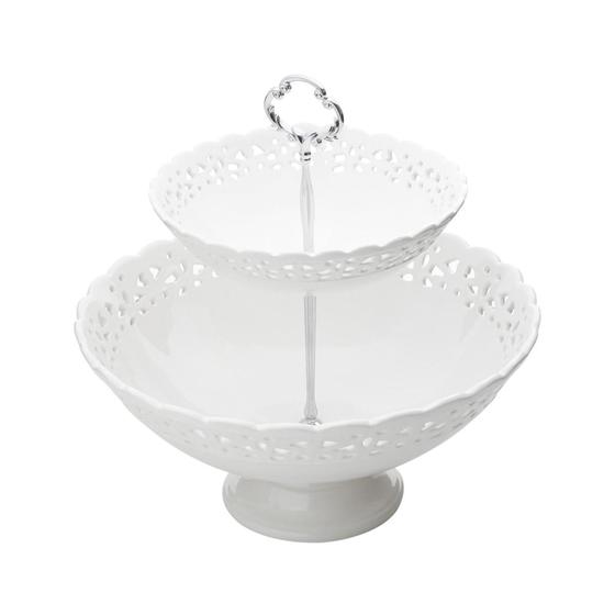 Imagem de Fruteira, Centro De Mesa 30cm De Porcelana 2 Níveis Bon Gourmet - R25009