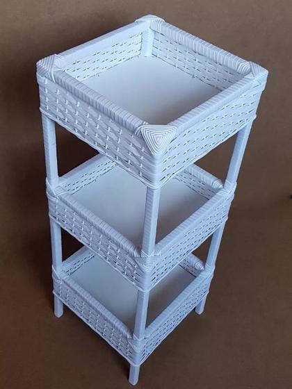 Imagem de Fruteira Cesto Organizador Fibra Sintética 3 Andares 30x80 Branco