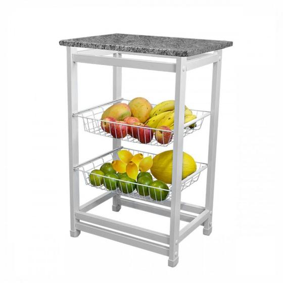 Fruteira Com Tampo De Granito e 2 Cestos Branco UtilaAo Menor preço em Fruteira Com Tampo De Granito e 2 Cestos Branco UtilaAo