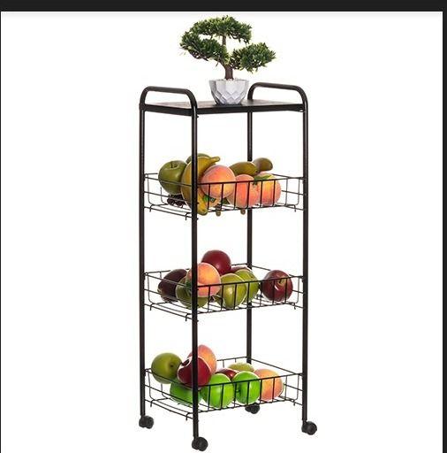Fruteira de Chão 3 Andares Cesto em Inox Com Tampo e Rodinhas Cozinha Menor preço em Fruteira de Chão 3 Andares Cesto em Inox Com Tampo e Rodinhas Cozinha