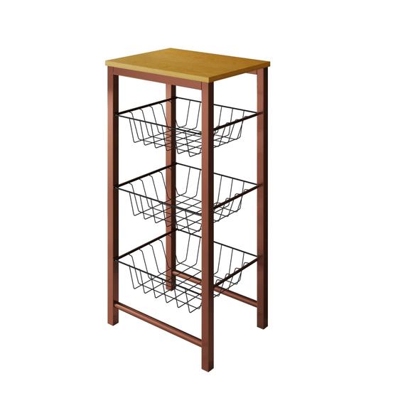 Fruteira de Chão Cozinha Montada Aço Cobre Tampo Canela Cesto Preto Roma é boa?