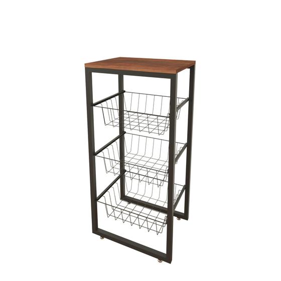 Fruteira De Chão Para Cozinha Preto Fosco Em Aço MDF Amadeirado é boa?