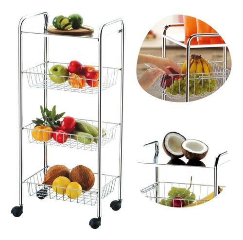 Imagem de Fruteira De Inox Com Tampo 3 Cestos Fruta E Verdure Future