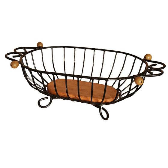 Fruteira de Mesa Rustica Ferro e Madeira Artesanal