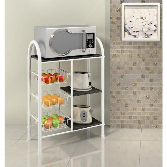 Fruteira Madmelos para 1 forno com 02 prateleiras e 03 cestos - Branco Menor preço em Fruteira Madmelos para 1 forno com 02 prateleiras e 03 cestos - Branco