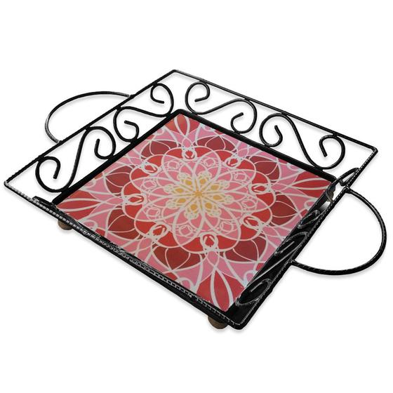 Fruteira Mesa Bandeja Ferro Azulejo Quadrada