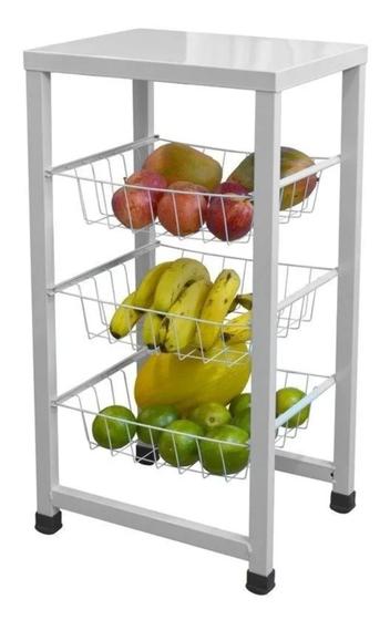 Fruteira Multi Uso de aço com 3 cestos - cod. 480 Menor preço em Fruteira Multi Uso de aço com 3 cestos - cod. 480