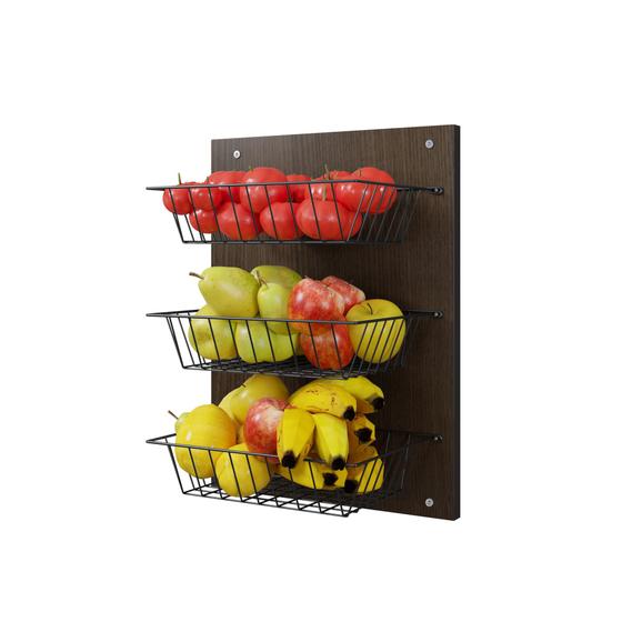 Fruteira porta legumes parede cozinha exclusivo balcão fruta 67,5x45 cesto de ferro Laga Decor é boa?