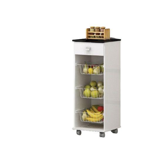 Fruteira Talita 1 Gaveta Cozinha Branco Com Tampo Preto Muito Barato Menor preço em Fruteira Talita 1 Gaveta Cozinha Branco Com Tampo Preto Muito Barato