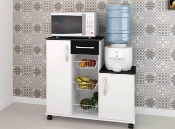 Fruteira Valência - Suporte Microondas Forno Bebedouro - 2 Portas 1 Gaveta 3 Cestos - Branco Com Preto Menor preço em Fruteira Valência - Suporte Microondas Forno Bebedouro - 2 Portas 1 Gaveta 3 Cestos - Branco Com Preto