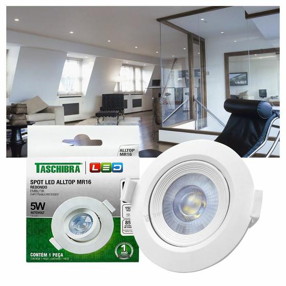 Full Kit 10 Spot LED Taschibra AllTop Embutir Redondo MR16 5W 38 Menor preço em Full Kit 10 Spot LED Taschibra AllTop Embutir Redondo MR16 5W 38