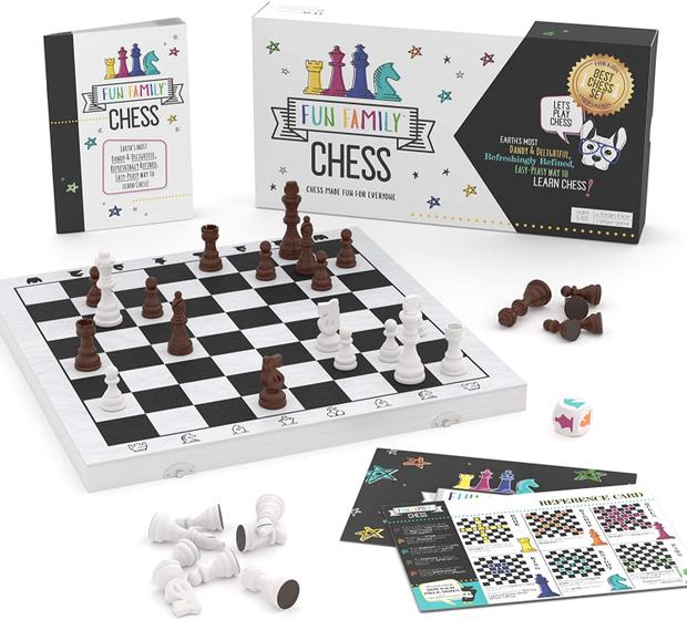 Imagem de Fun Family Chess Set para Crianças &amp Adultos - Jogo de Tabuleiro de Madeira para Aprender Xadrez