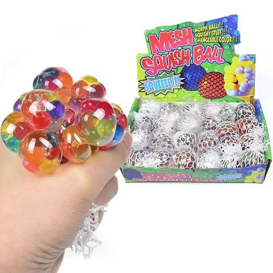 Imagem de Fun Squishy Stress Ball Mesh Orbeez Splash Apertar Espremer Bola Bolinha Anti Stress Rainbow