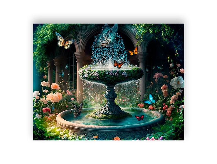 Imagem de Fundo Fotográfico 1,55 X 1,20 - Floresta Encantada com Fonte 010