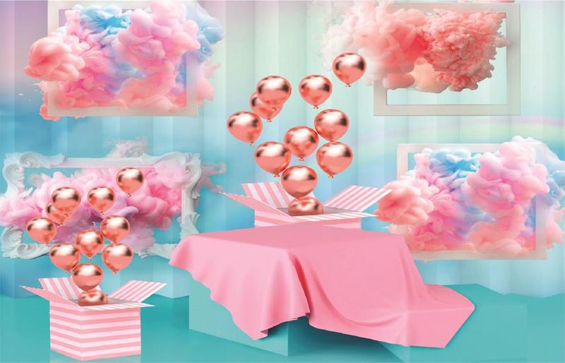 Imagem de Fundo Fotográfico Em Tecido Balões Rosas 2,80X1,50