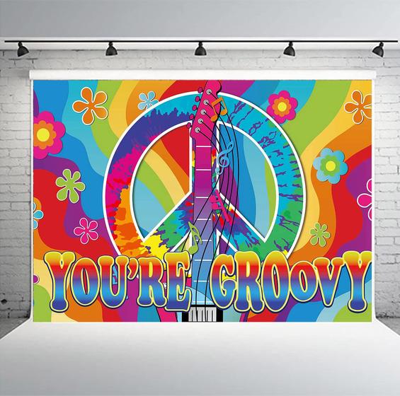 Imagem de Fundo Fotográfico PHMOJEN Groovy Sign - Festa Anos 60 (2,1x1,5m)