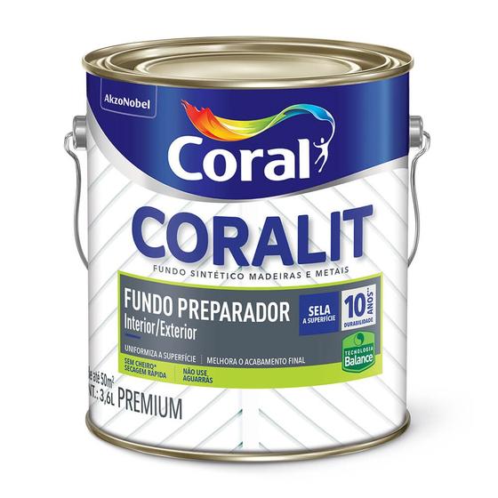 Fundo Preparador Para Madeiras/Metais Coral Coralit 3,6L Menor preço em Fundo Preparador Para Madeiras/Metais Coral Coralit 3,6L